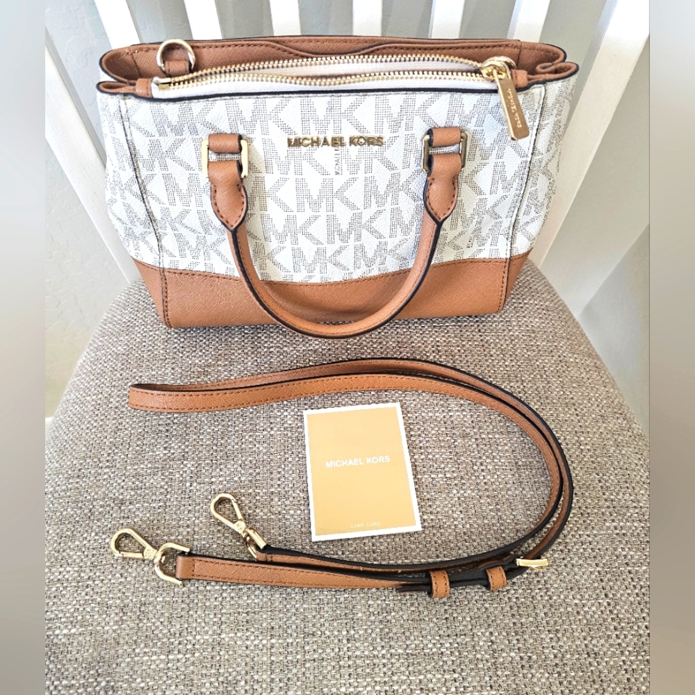 Michael Kors Cream and Tan Satchel